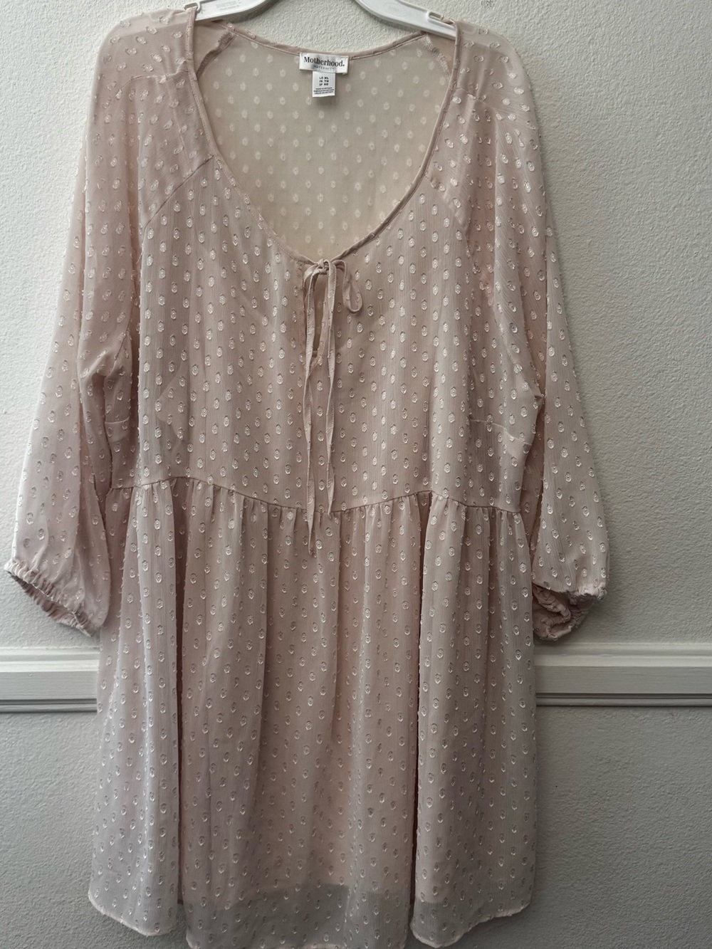 Motherhood Maternity Blush Dot Tie-Front Top